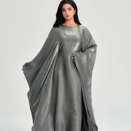 MH43 Shimmering Butterfly Abaya | Modest Batwing Kaftan with Adjustable Belt