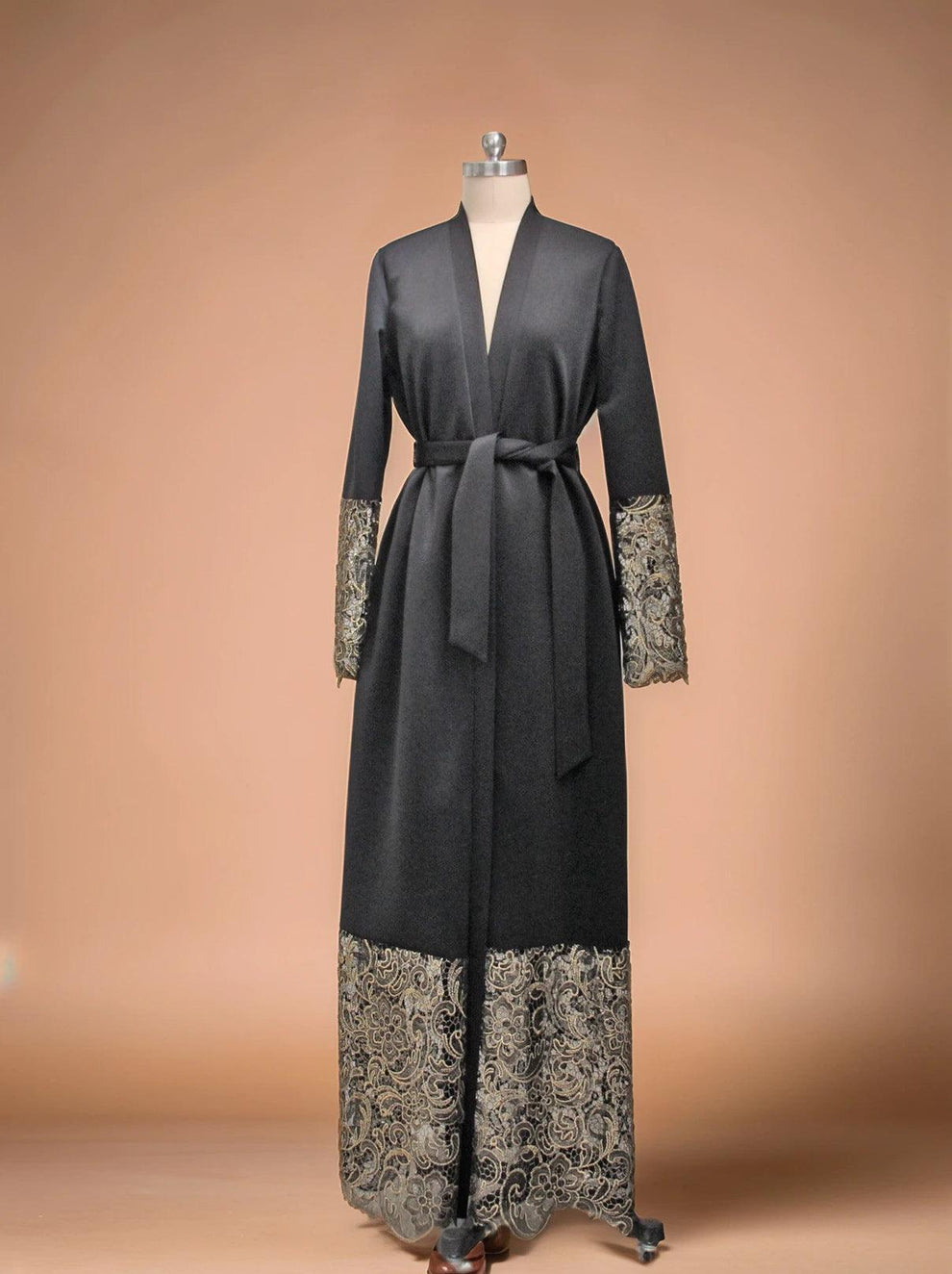 Luxury Gold Embroidered Open Abaya - Premium Modest Wear