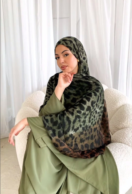 Women's Watercolor Print Hijab Scarf 80x180cm - Summer Beach Turban Headscarf with Sun Protection