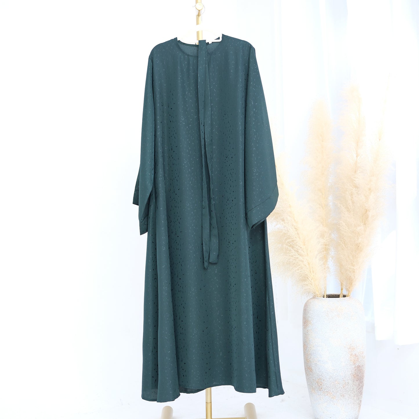 MH102 3D Jacquard Abaya – Elegant Belted Dress or Open Abaya