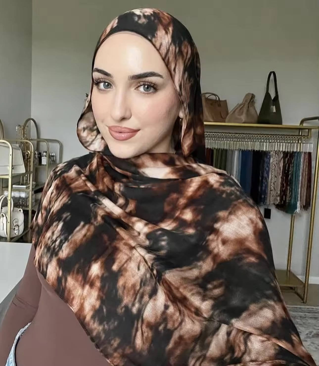 Women's Watercolor Print Hijab Scarf 80x180cm - Summer Beach Turban Headscarf with Sun Protection