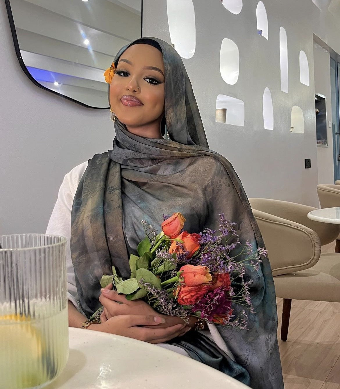 Women's Watercolor Print Hijab Scarf 80x180cm - Summer Beach Turban Headscarf with Sun Protection