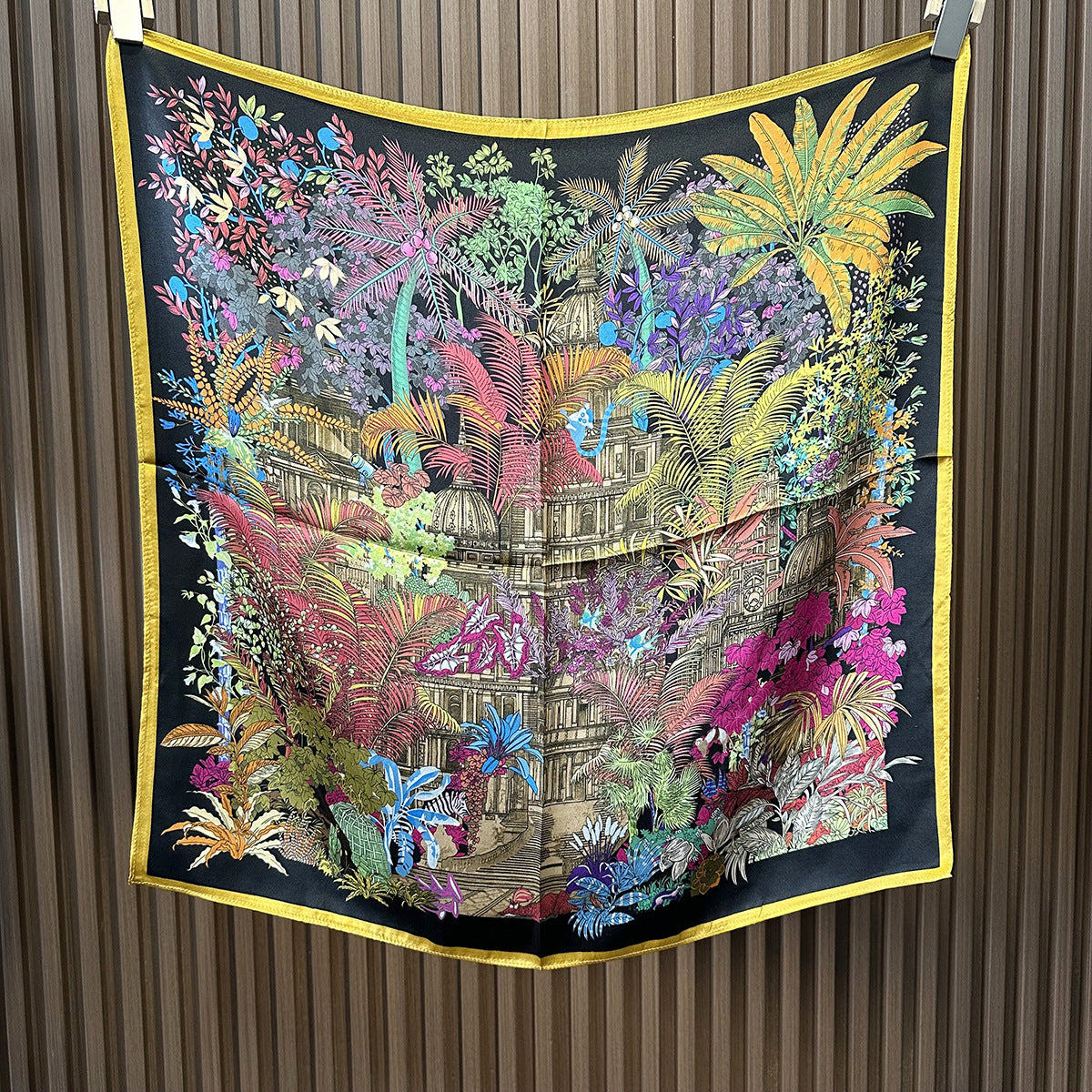 MH115 Silk Scarf Women Spring - Striped Mulberry Square UV Protection 3