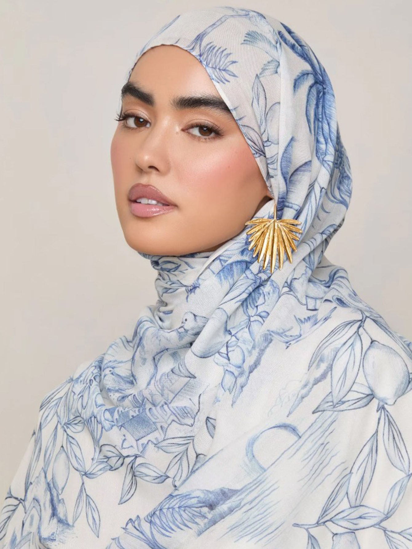 Women's Watercolor Print Hijab Scarf 80x180cm - Summer Beach Turban Headscarf with Sun Protection