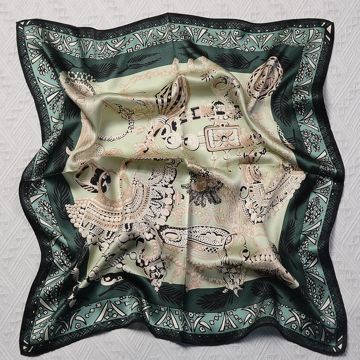 MH115 Silk Scarf Women Spring - Striped Mulberry Square UV Protection 3