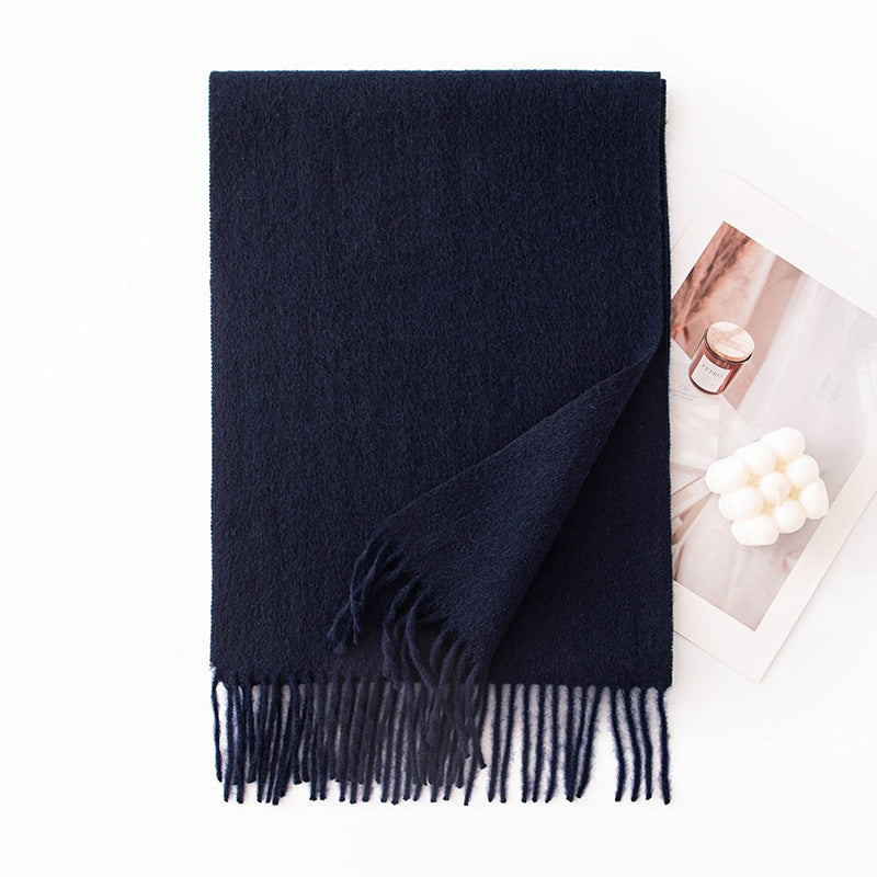 Pure Wool Scarf Women - 100% Cashmere Feel Winter Shawl Tass | full length view | Maha The Label hijab