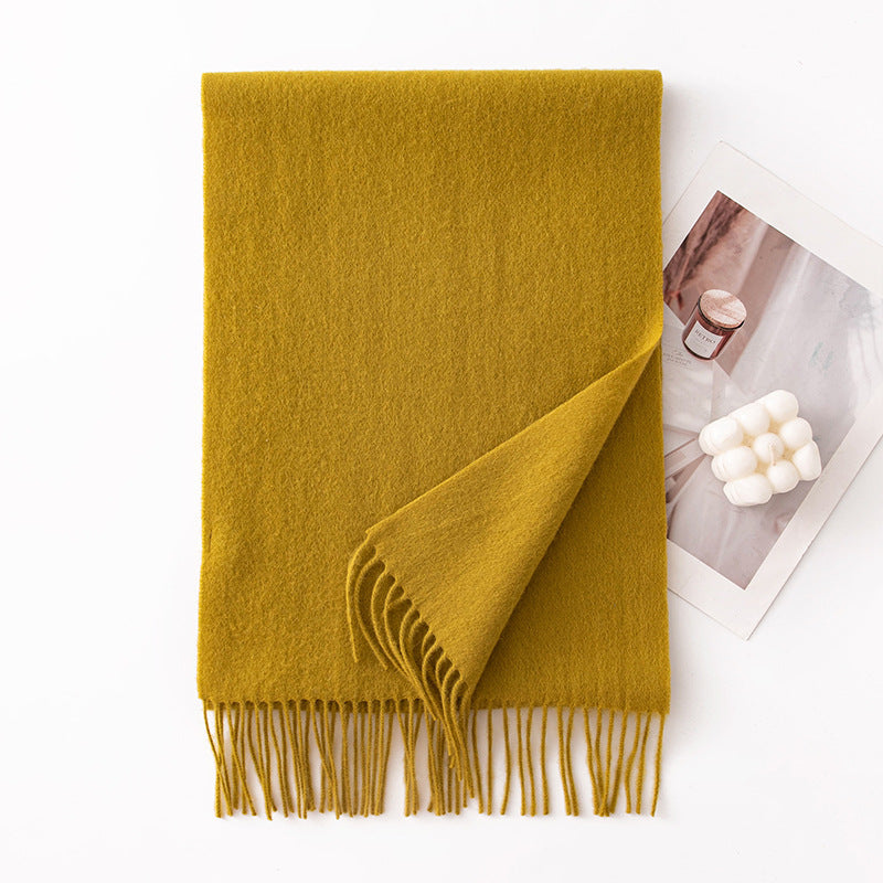 Pure Wool Scarf Women - 100% Cashmere Feel Winter Shawl Tass | view 26 | Maha The Label hijab