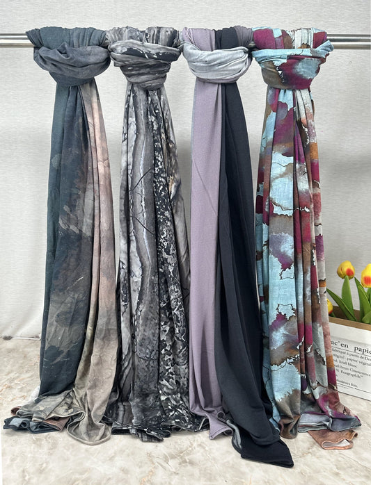 MH110 Printed Jersey Hijab - Cotton Camouflage Scarf for Women