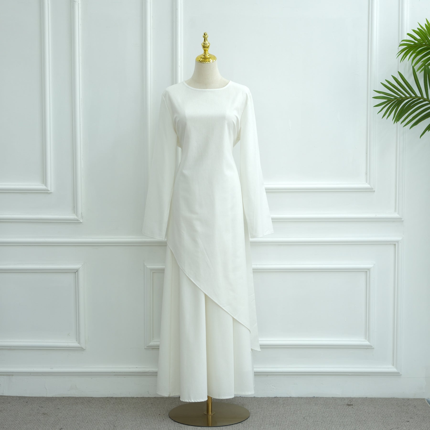 Cotton Linen Two-Piece Set - LM306 Asymmetric Top & Maxi Skirt White Top + White Skirt Set / M Cotton Linen Two-Piece Set - LM306 Asymmetric Top & Maxi Skirt White Top + White Skirt Set / M