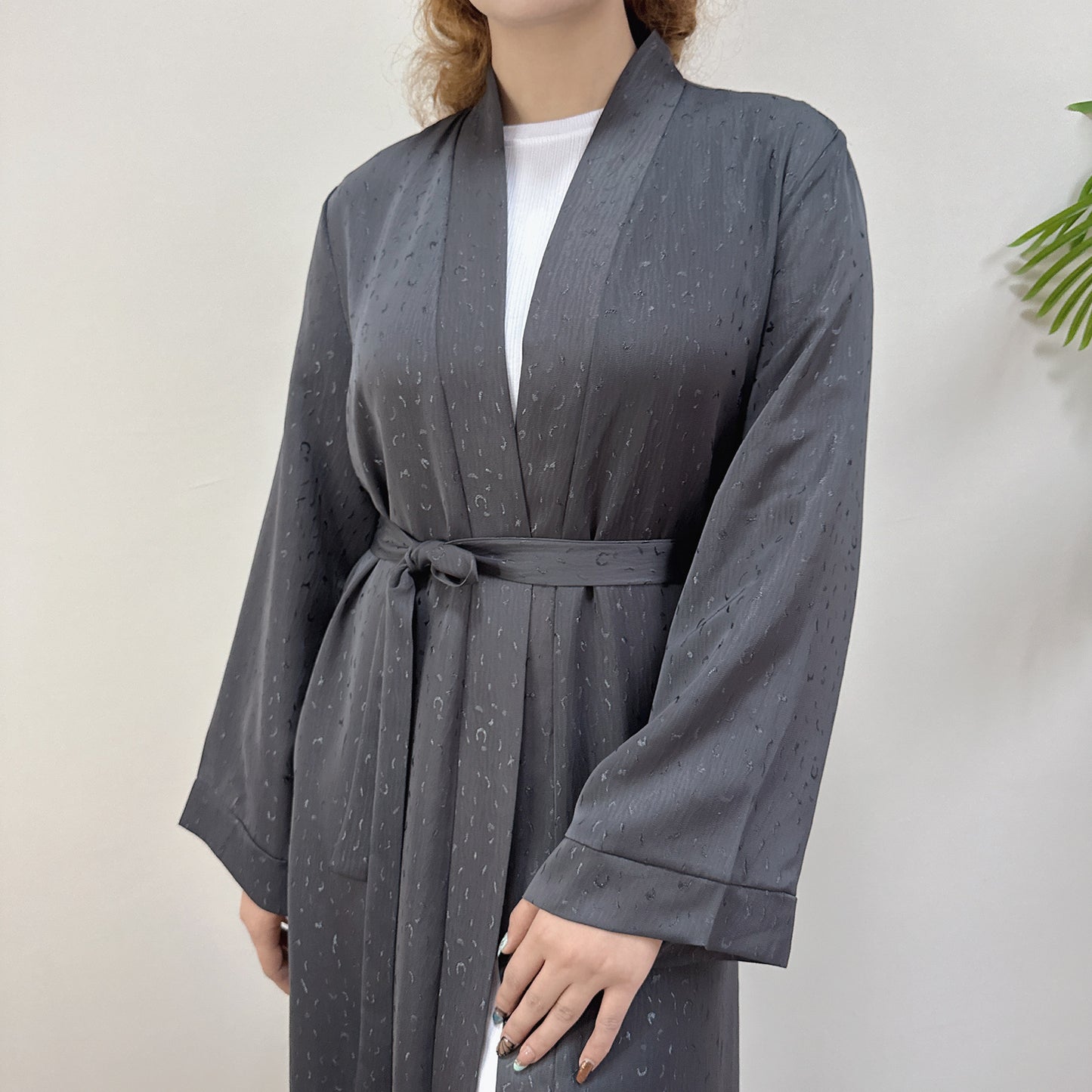 MH102 3D Jacquard Abaya – Elegant Belted Dress or Open Abaya