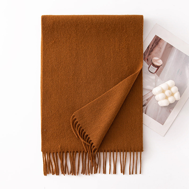 Pure Wool Scarf Women - 100% Cashmere Feel Winter Shawl Tass | view 22 | Maha The Label hijab