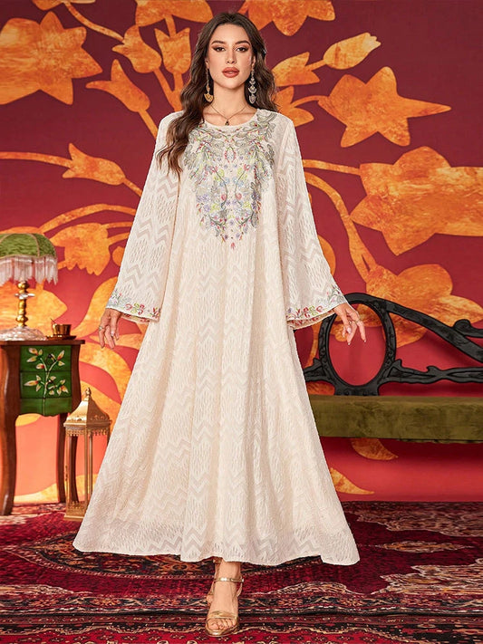 MH11 Elegant Embroidered Abaya Dress | Beaded Modest Maxi Kaftan for Eid & Parties