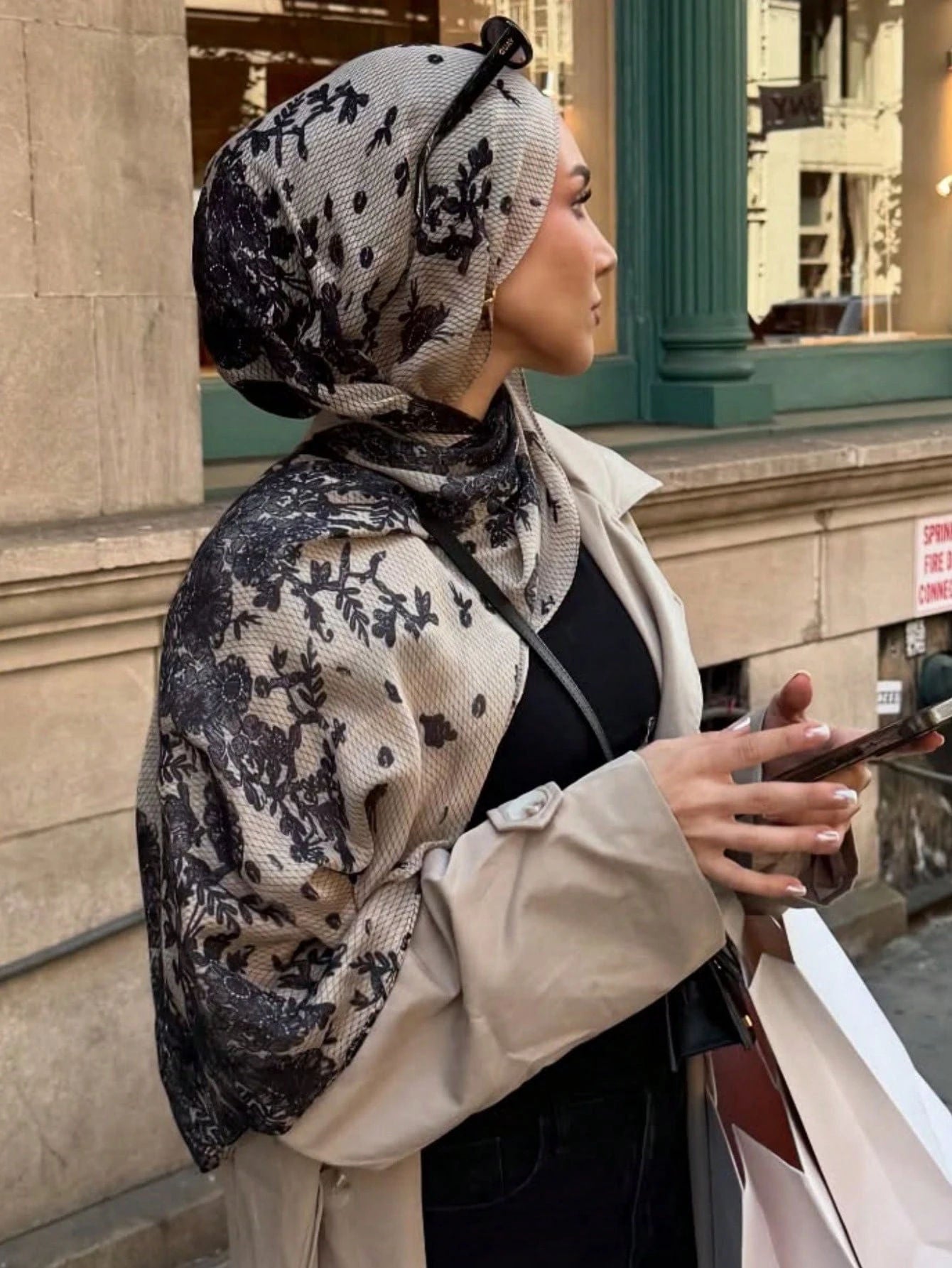 Women's Watercolor Print Hijab Scarf 80x180cm - Summer Beach Turban Headscarf with Sun Protection