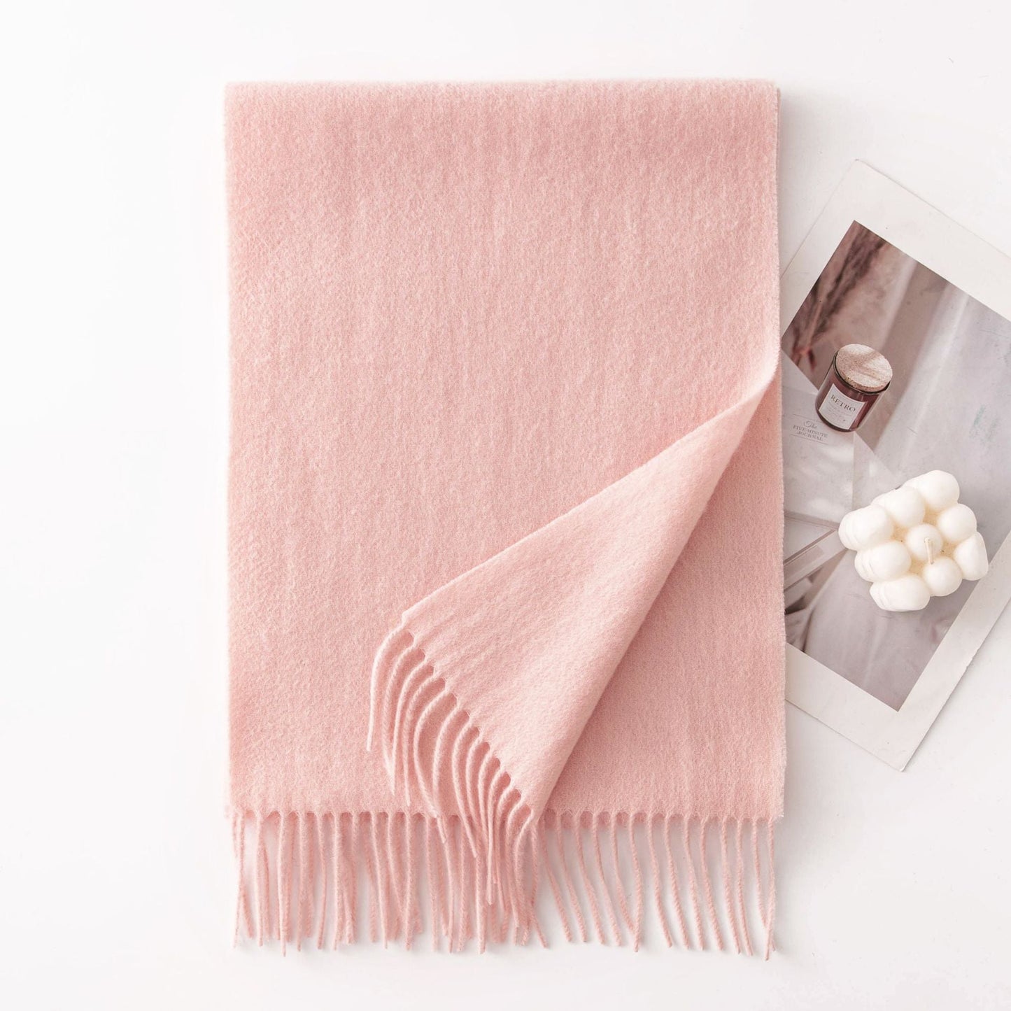 Pure Wool Scarf Women - 100% Cashmere Feel Winter Shawl Tass | fabric texture detail | Maha The Label hijab