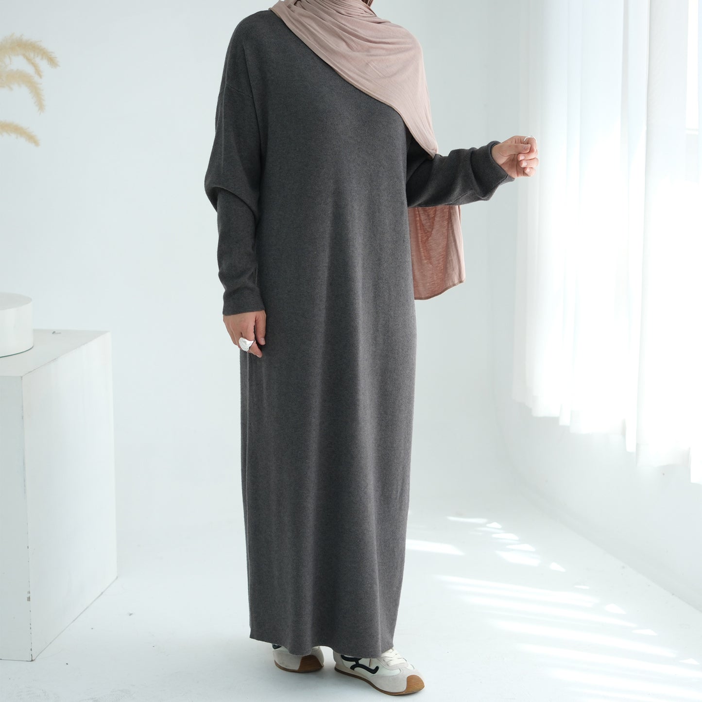 MH103 Autumn Winter Knit Maxi Dress for Muslim Women | Modest Long Sleeve Dress | No Hijab Included