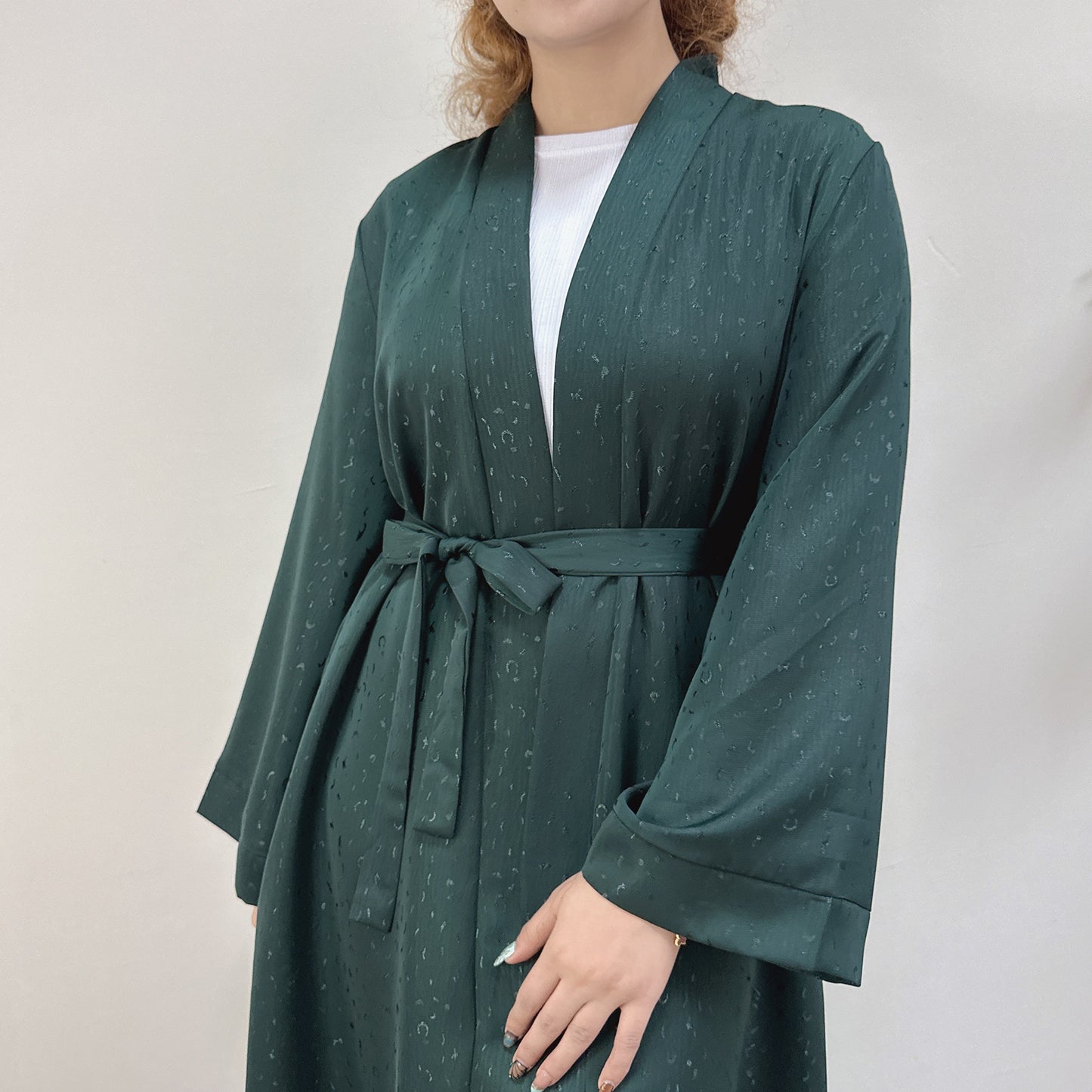 MH102 3D Jacquard Abaya – Elegant Belted Dress or Open Abaya