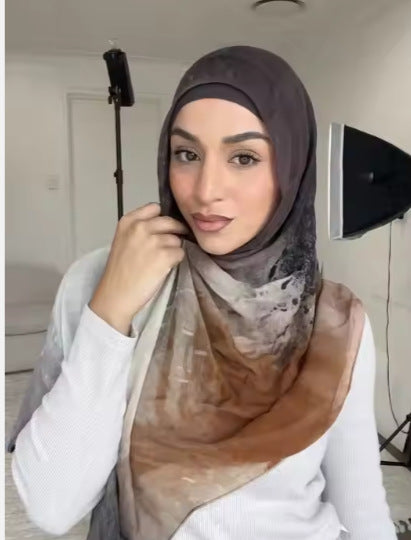 Women's Watercolor Print Hijab Scarf 80x180cm - Summer Beach Turban Headscarf with Sun Protection