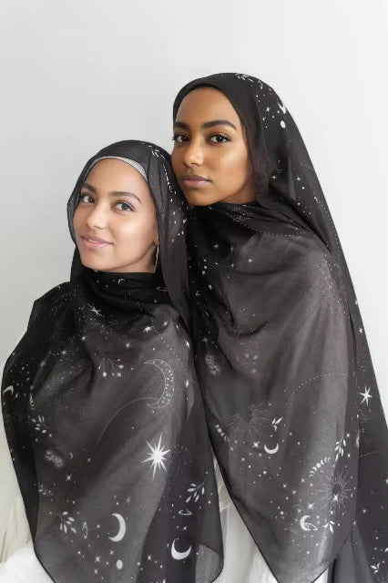 Women's Watercolor Print Hijab Scarf 80x180cm - Summer Beach Turban Headscarf with Sun Protection