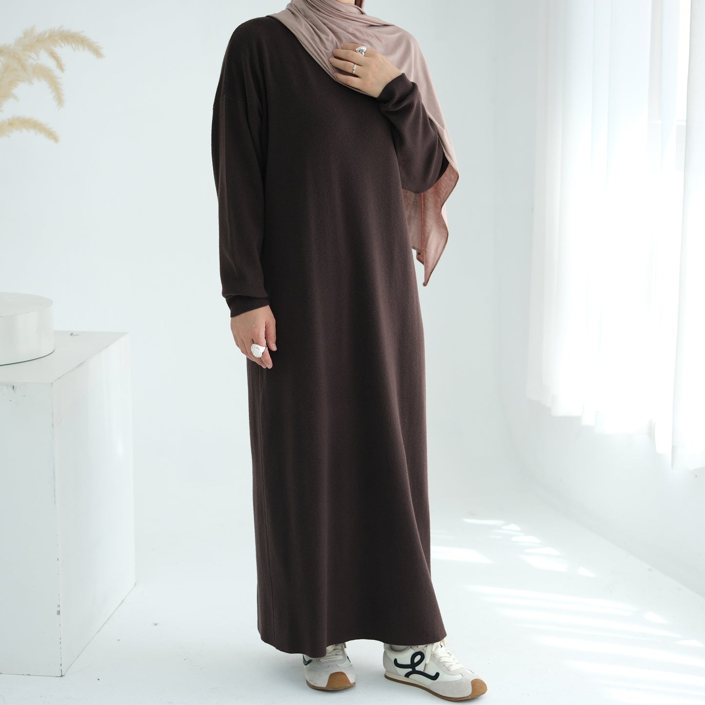MH103 Autumn Winter Knit Maxi Dress for Muslim Women | Modest Long Sleeve Dress | No Hijab Included
