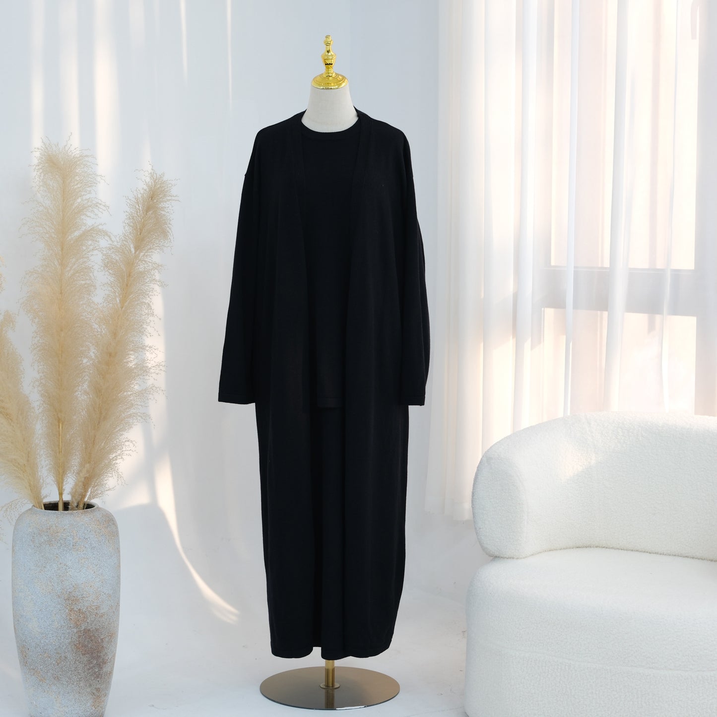 Knitted 3-Piece Set Skirt Top Cardigan | Modest Fashion Outfit | MH116