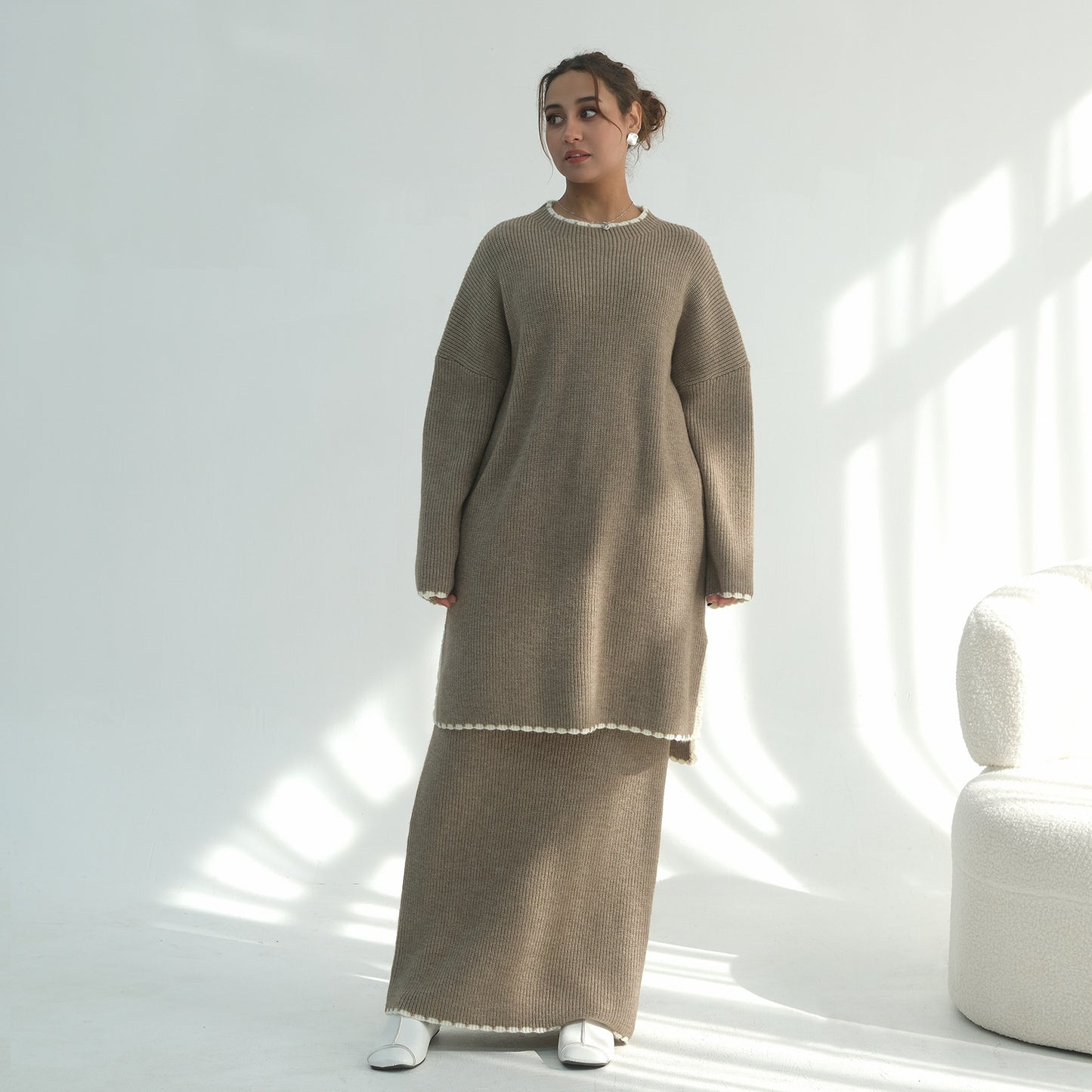 Thick Knit Winter 2-Piece Set | Warm Modest Fashion Skirt & Top | MH117