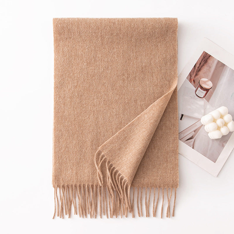 Pure Wool Scarf Women - 100% Cashmere Feel Winter Shawl Tass | view 21 | Maha The Label hijab