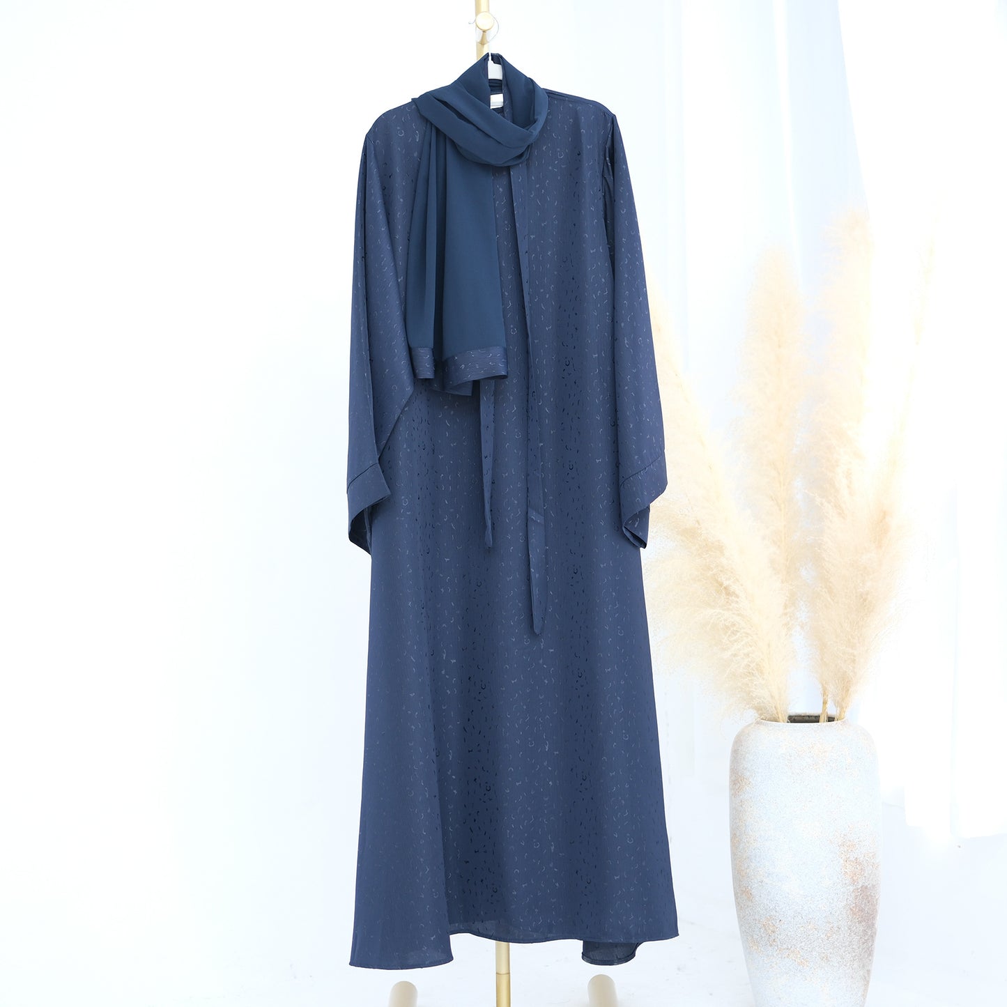 MH102 3D Jacquard Abaya – Elegant Belted Dress or Open Abaya