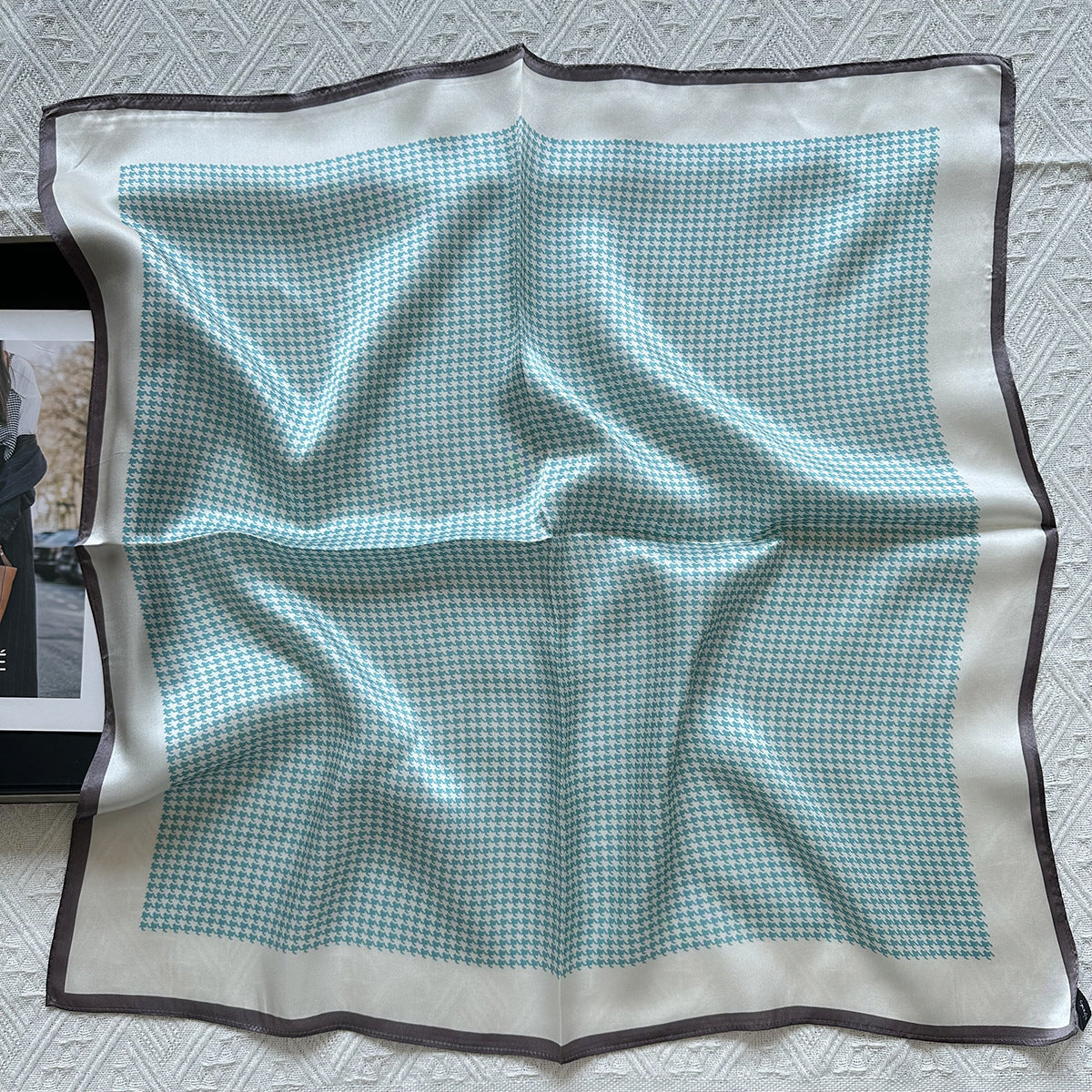 MH115 Silk Scarf Women Spring - Striped Mulberry Square UV Protection 3