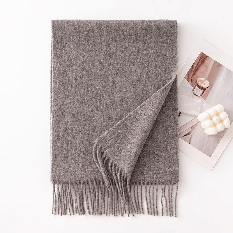 Pure Wool Scarf Women - 100% Cashmere Feel Winter Shawl Tass | view 13 | Maha The Label hijab