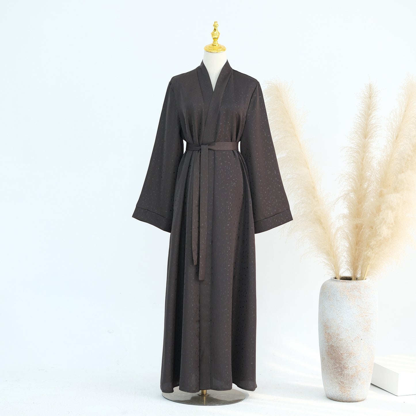 MH102 3D Jacquard Abaya – Elegant Belted Dress or Open Abaya