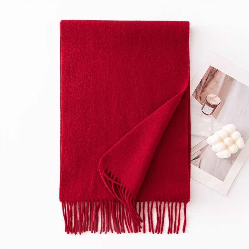 Pure Wool Scarf Women - 100% Cashmere Feel Winter Shawl Tass | back view | Maha The Label hijab