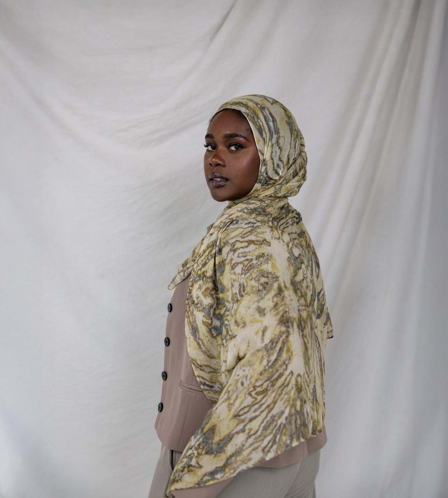 Women's Watercolor Print Hijab Scarf 80x180cm - Summer Beach Turban Headscarf with Sun Protection