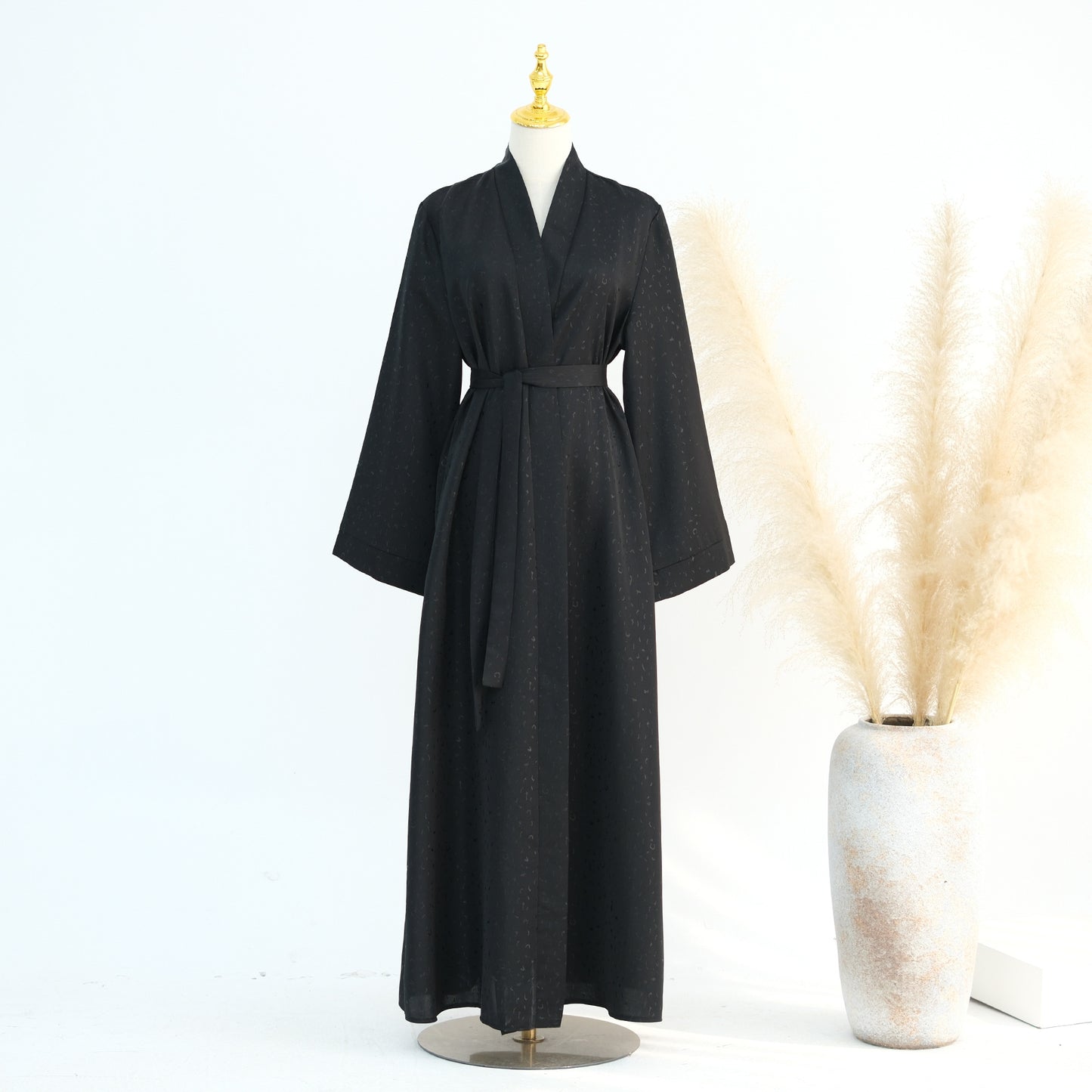 MH102 3D Jacquard Abaya – Elegant Belted Dress or Open Abaya