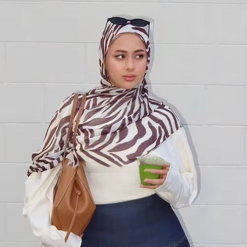 Women's Watercolor Print Hijab Scarf 80x180cm - Summer Beach Turban Headscarf with Sun Protection