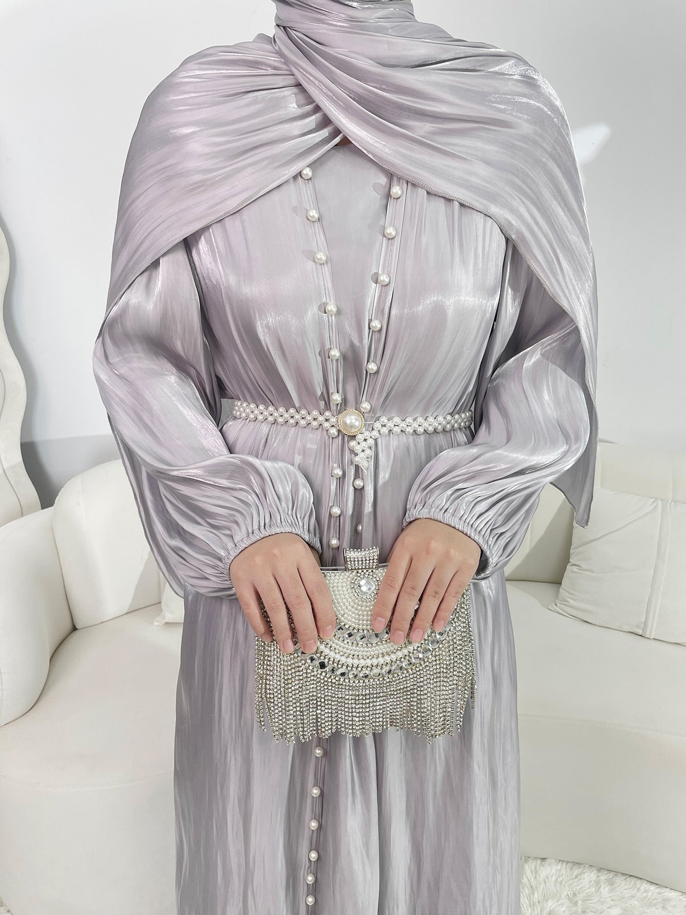 | Silk Chiffon Modest Set with Hijab, Inner & Outer Skirt + | view 11 | Maha The Label modest fashion outfit
