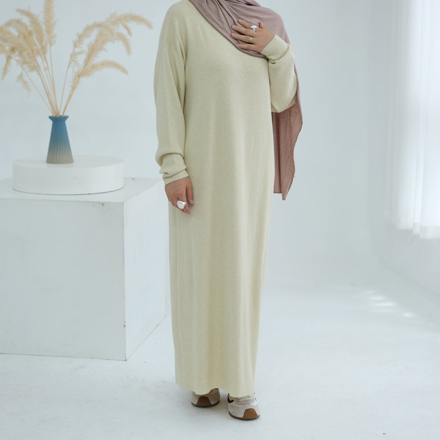 MH103 Autumn Winter Knit Maxi Dress for Muslim Women | Modest Long Sleeve Dress | No Hijab Included