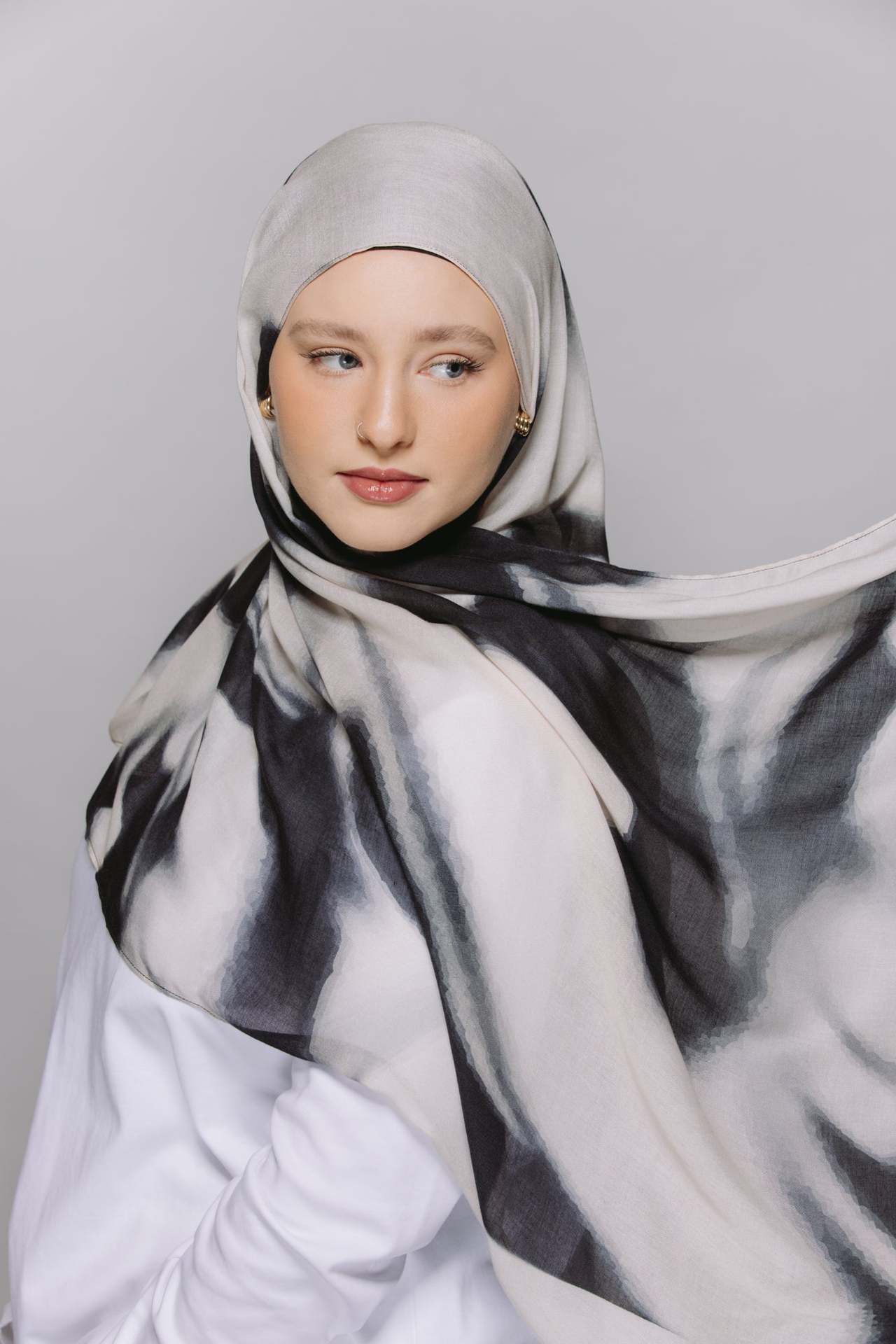 Women's Watercolor Print Hijab Scarf 80x180cm - Summer Beach Turban Headscarf with Sun Protection