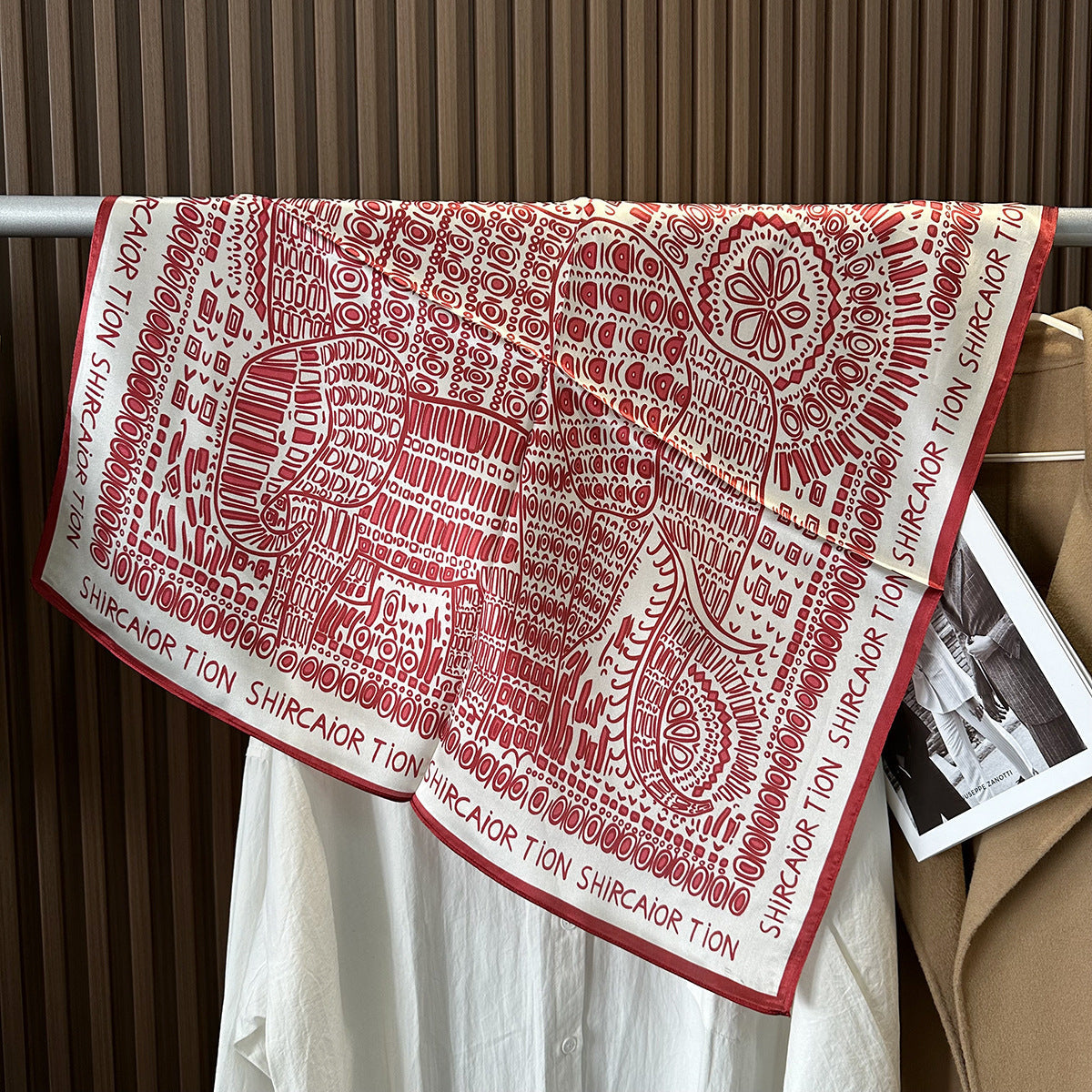 MH114 Silk Scarf Women Spring - Striped Mulberry Square UV Protection 2