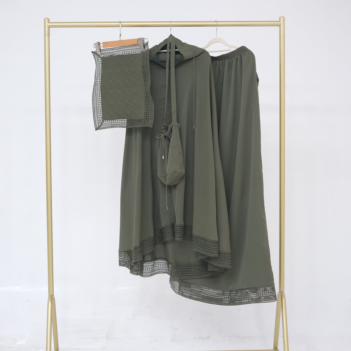 MH91 Khimar Prayer Set – 4-Piece Modest Outfit with Lace Trim & Drawstring Bag