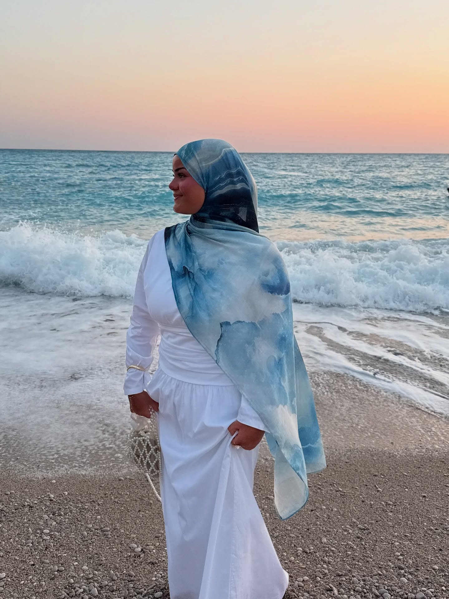 Women's Watercolor Print Hijab Scarf 80x180cm - Summer Beach Turban Headscarf with Sun Protection