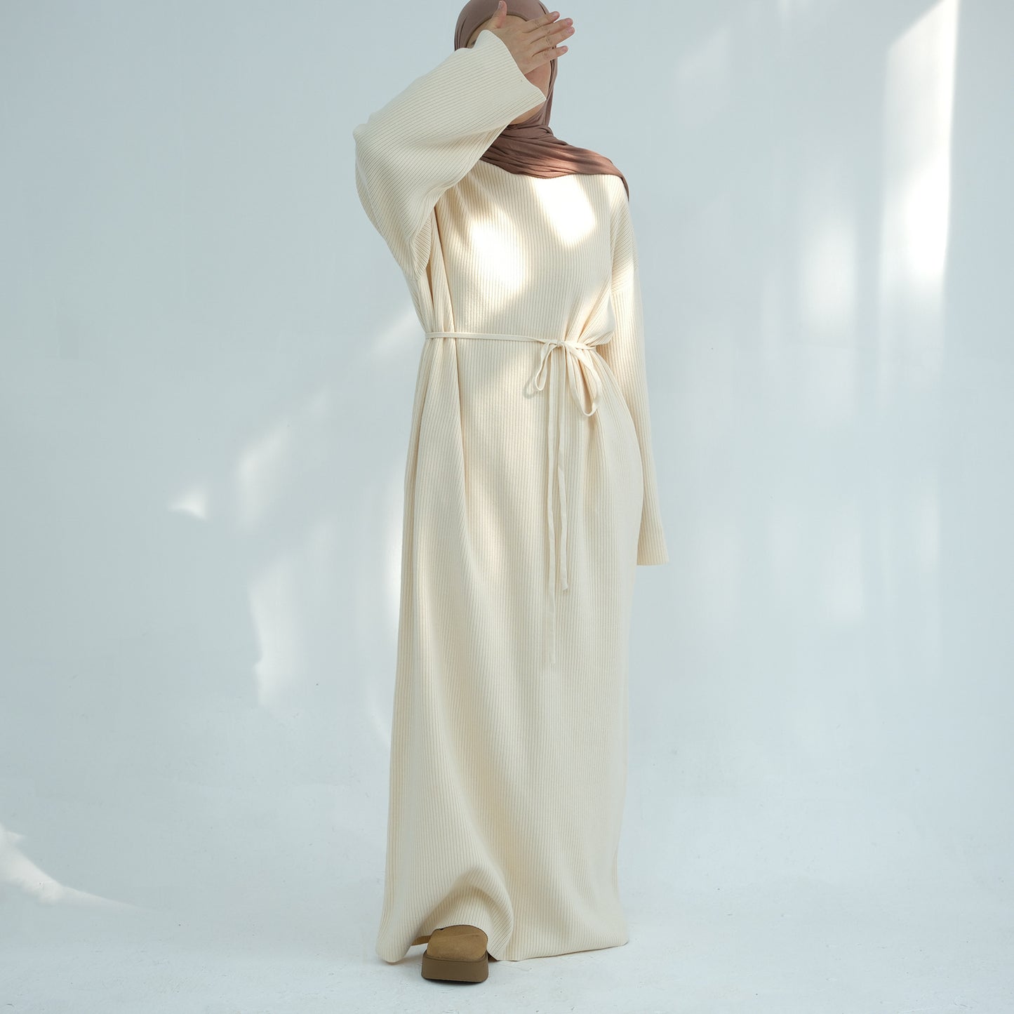 MH96 Winter Abaya for Women – Thick Knit, Loose Fit, Long Sleeve Modest Islamic Dress