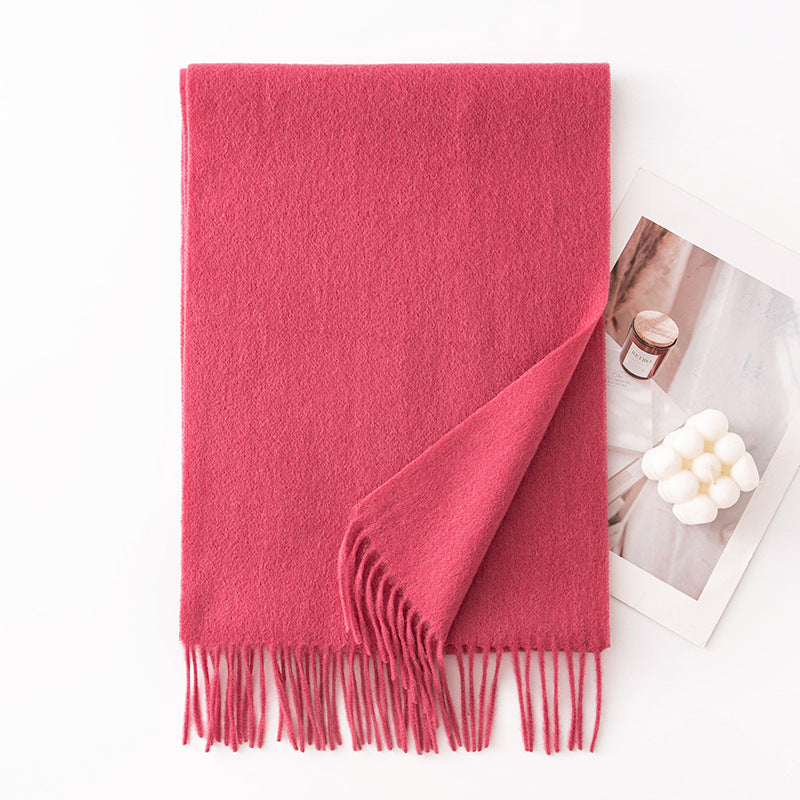 Pure Wool Scarf Women - 100% Cashmere Feel Winter Shawl Tass | view 24 | Maha The Label hijab