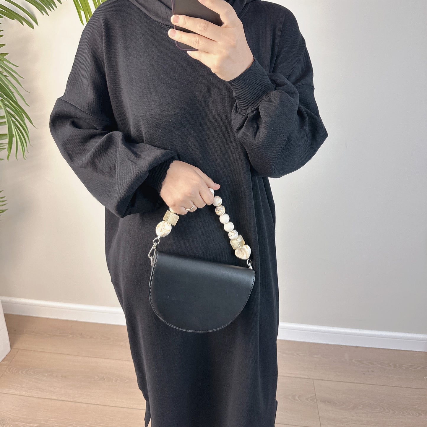 MH77 Thick Knit Sweater Dress + Wide-Leg Pants Set – Modest Two-Piece
