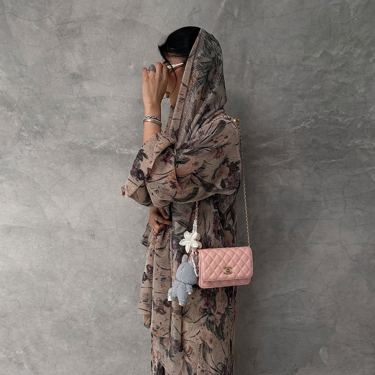 MH121 | Printed Floral Open Abaya Cardigan | Modest Kimono Robe for Women