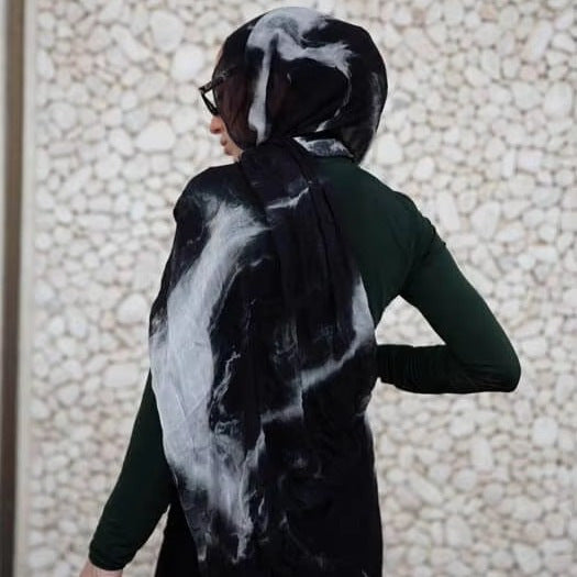 Women's Watercolor Print Hijab Scarf 80x180cm - Summer Beach Turban Headscarf with Sun Protection