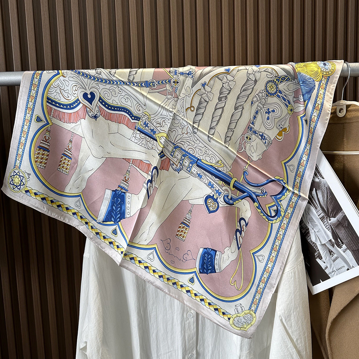 MH114 Silk Scarf Women Spring - Striped Mulberry Square UV Protection 2