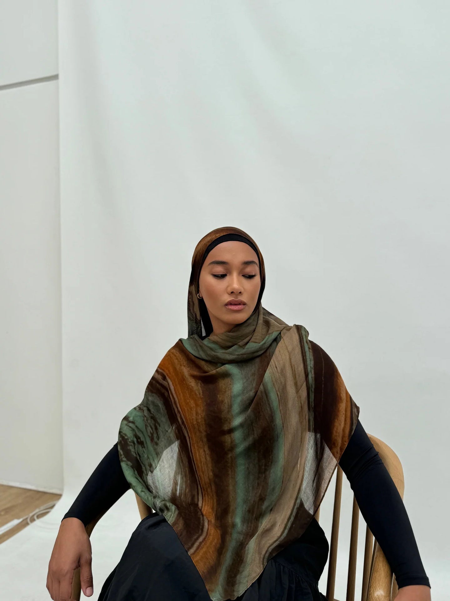 Women's Watercolor Print Hijab Scarf 80x180cm - Summer Beach Turban Headscarf with Sun Protection