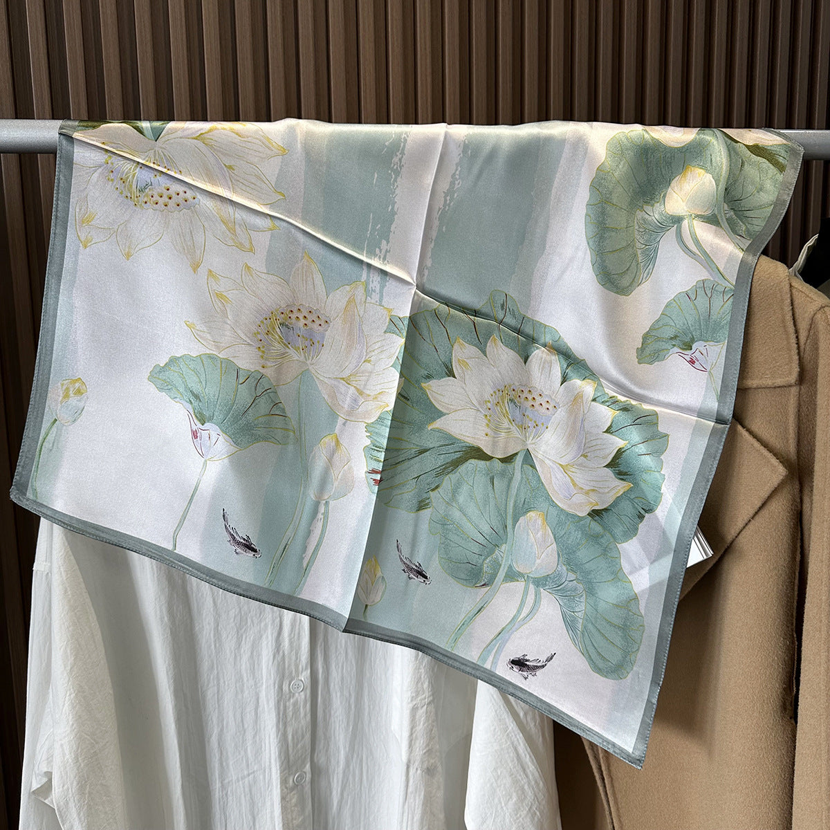 MH114 Silk Scarf Women Spring - Striped Mulberry Square UV Protection 2