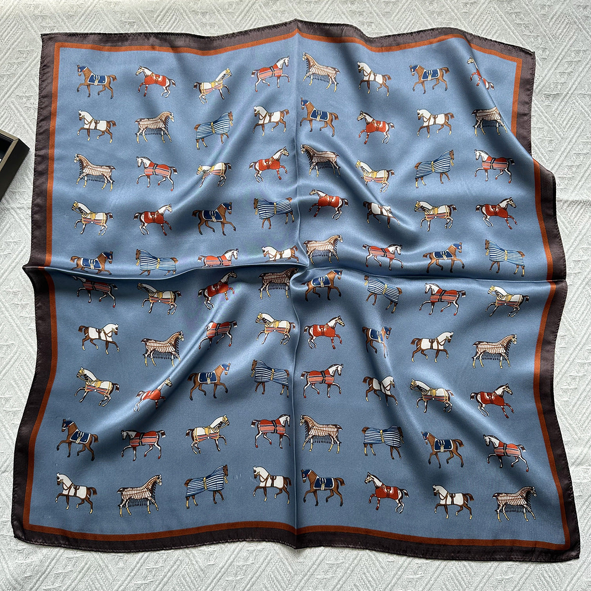 MH115 Silk Scarf Women Spring - Striped Mulberry Square UV Protection 3