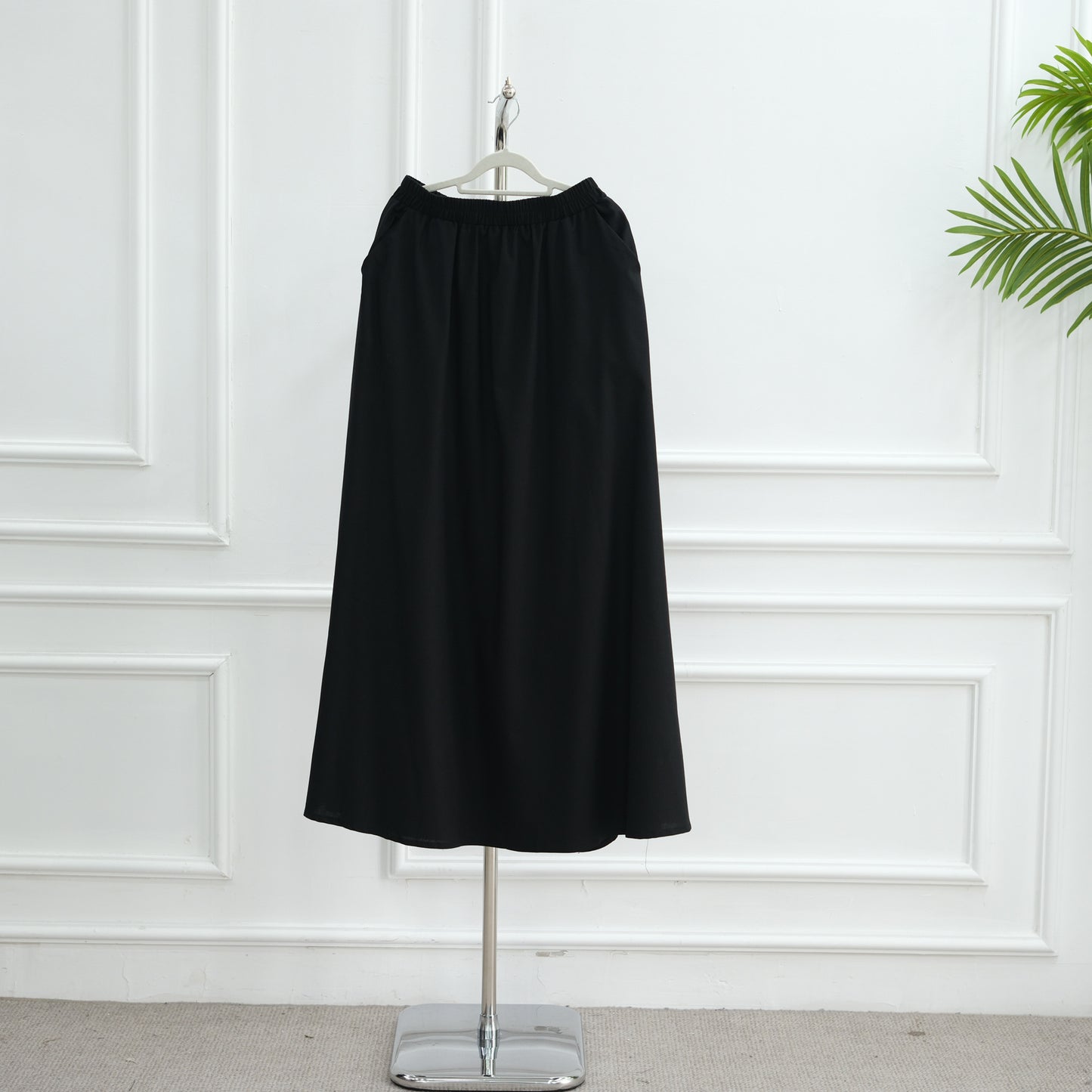 MH87 Modest Cotton-Linen Two-Piece Set – Asymmetric Drape Top & Maxi Skirt | Muslim Women Outfit for Eid & Daily Wear